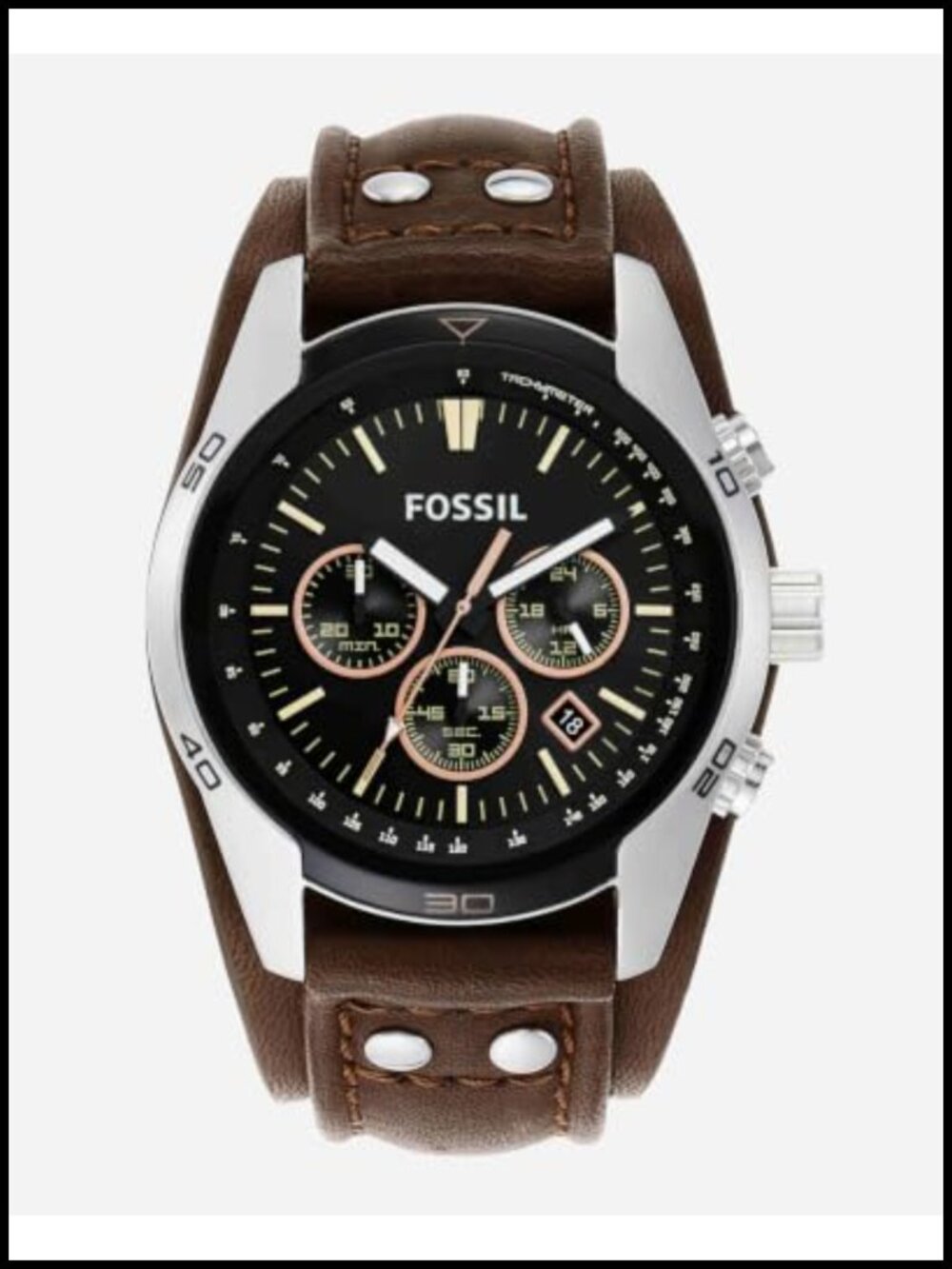 Fossil Coachman Chronograph Quartz Leather Watch 100m Men's